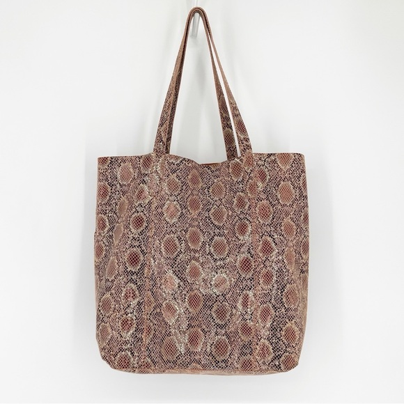 Anthropologie Snake Print Shimmer Metallic Tote Shoulder Bag - Picture 1 of 6